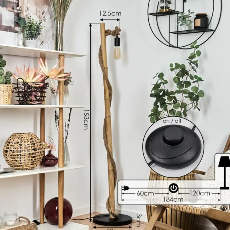 Luminaires Scandinaves-hofstein Lampadaire Riekje Écru, Noir, 1 lumière