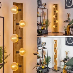 Style Boho-Chic-hofstein Lampadaire Santorum Argent Oxydé, Écru, 5 lumières