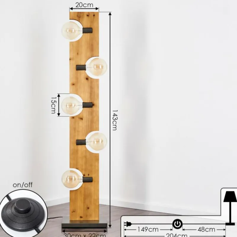 Style Boho-Chic-hofstein Lampadaire Santorum Argent Oxydé, Écru, 5 lumières