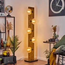 Style Boho-Chic-hofstein Lampadaire Santorum Argent Oxydé, Écru, 5 lumières