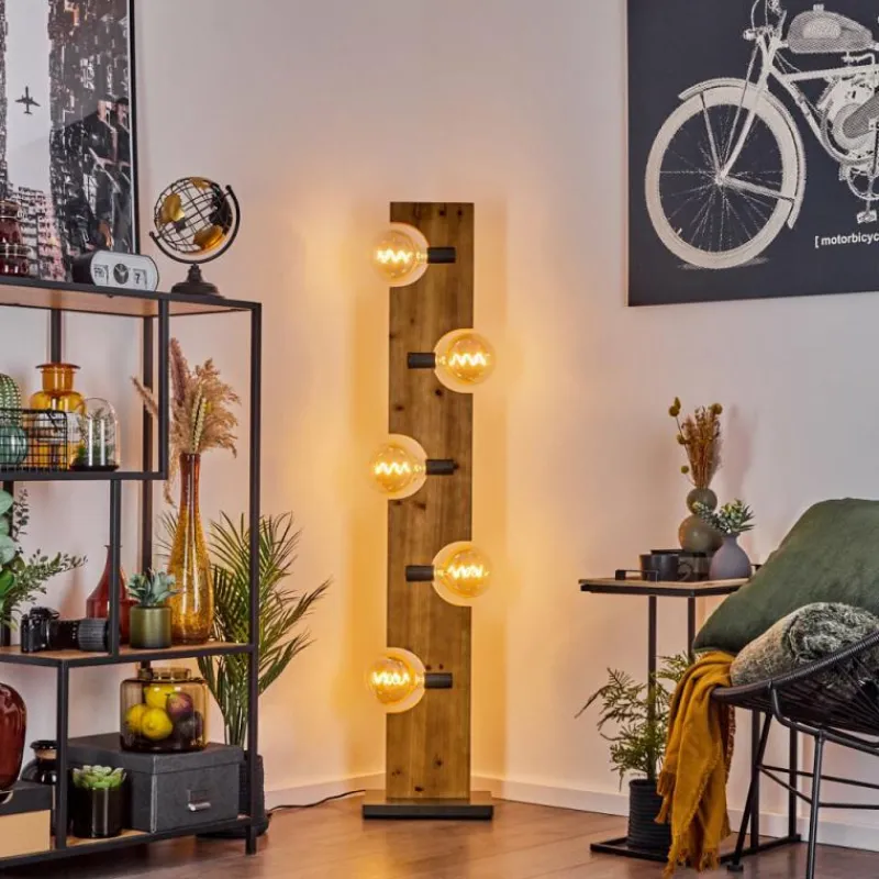 Style Boho-Chic-hofstein Lampadaire Santorum Argent Oxydé, Écru, 5 lumières