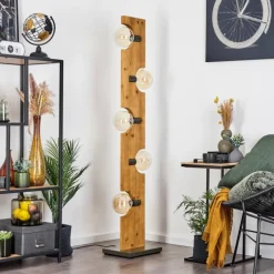 Style Boho-Chic-hofstein Lampadaire Santorum Argent Oxydé, Écru, 5 lumières