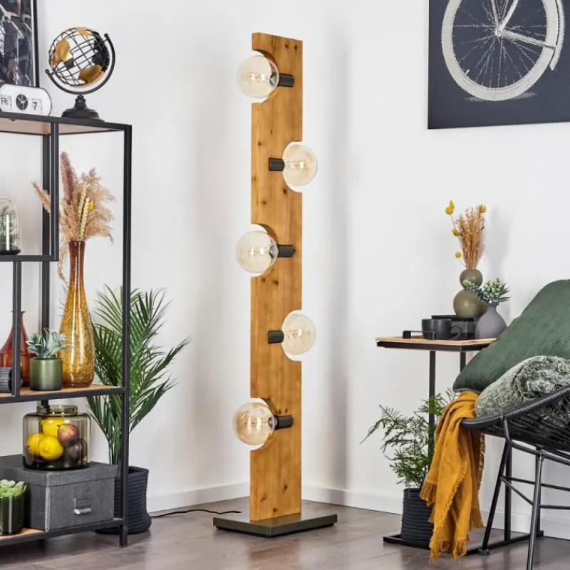 Style Boho-Chic-hofstein Lampadaire Santorum Argent Oxydé, Écru, 5 lumières