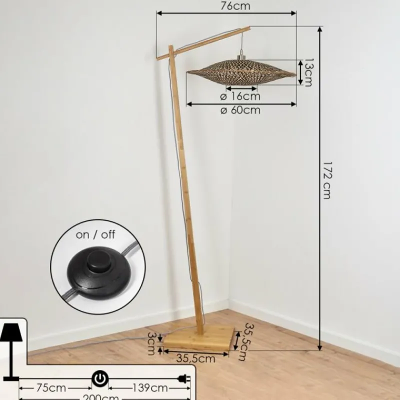 Style Boho-Chic-hofstein Lampadaire Shelbourne Écru, 1 lumière