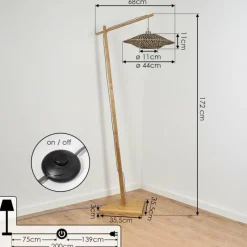 Style Boho-Chic-hofstein Lampadaire Shelbourne Écru, 1 lumière