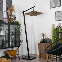 Style Boho-Chic-hofstein Lampadaire Shelbourne Noir, 1 lumière