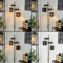 Lampes En Tissu-hofstein Lampadaire Tallaboa Noir, 2 lumières