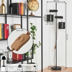 Lampes En Tissu-hofstein Lampadaire Tallaboa Noir, 2 lumières