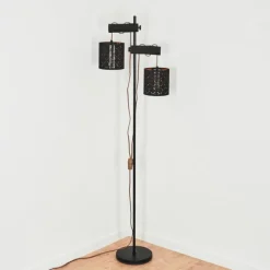 Lampes En Tissu-hofstein Lampadaire Tallaboa Noir, 2 lumières