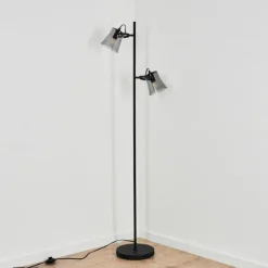 Suspension Verre Fumé-hofstein Lampadaire Trajouca Noir, 2 lumières