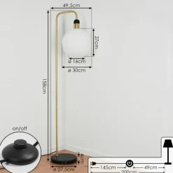 hofstein Lampadaire Tuvalu Laiton, Noir, 1 lumière