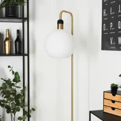 hofstein Lampadaire Tuvalu Laiton, Noir, 1 lumière