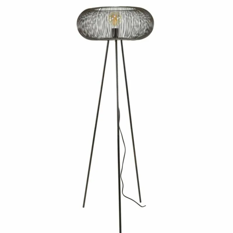hofstein Lampadaire Vagney Nickel mat, Noir, 1 lumière* Lampadaires Et Lampes Sur Pied