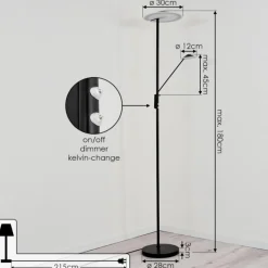 hofstein Lampadaire à vasque Choupico LED Noir, 2 lumières