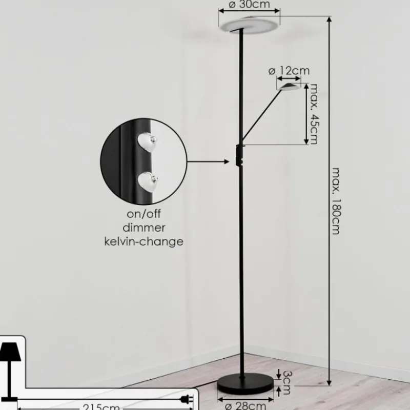 hofstein Lampadaire à vasque Choupico LED Noir, 2 lumières