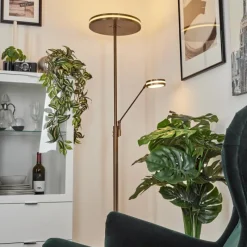 hofstein Lampadaire à vasque Huallilemu LED Vieux laiton, 2 lumières