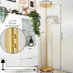 hofstein Lampadaire à vasque Huallilemu LED Laiton, 2 lumières