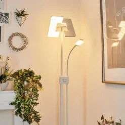 hofstein Lampadaire à vasque Janze LED Blanc, 2 lumières