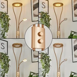 Lampes Dorées-hofstein Lampadaire à vasque Kimba LED Or, 3 lumières