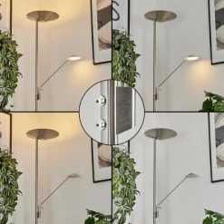 hofstein Lampadaire à vasque Murca LED Nickel mat, 2 lumières