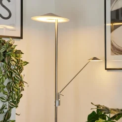 hofstein Lampadaire à vasque Murca LED Nickel mat, 2 lumières