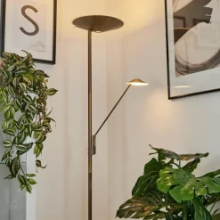 hofstein Lampadaire à vasque Murca LED Vieux laiton, 2 lumières