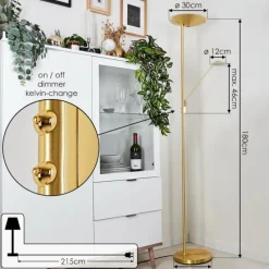 hofstein Lampadaire à vasque Murca LED Laiton, 2 lumières