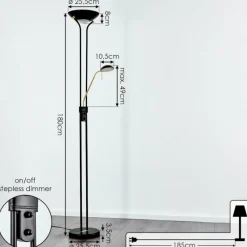 Luminaires Rustiques-hofstein Lampadaire à vasque Rom LED Noir, 2 lumières
