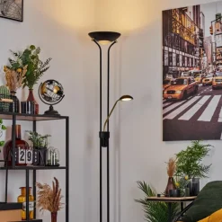 Luminaires Rustiques-hofstein Lampadaire à vasque Rom LED Noir, 2 lumières