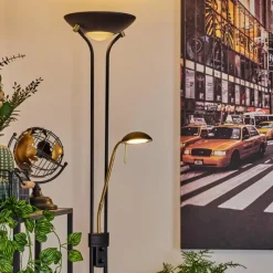 Luminaires Rustiques-hofstein Lampadaire à vasque Rom LED Noir, 2 lumières