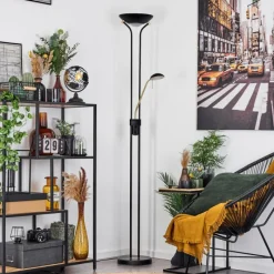 Luminaires Rustiques-hofstein Lampadaire à vasque Rom LED Noir, 2 lumières