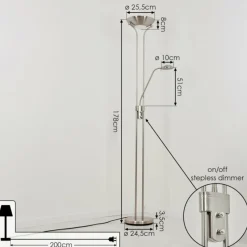 hofstein Lampadaire à vasque Rom Nickel mat, 2 lumières* Lampadaires Et Lampes Sur Pied