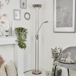 hofstein Lampadaire à vasque Rom Nickel mat, 2 lumières* Lampadaires Et Lampes Sur Pied