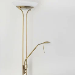 Luminaires Rustiques-hofstein Lampadaire à vasque Biot LED Vieux laiton, 2 lumières