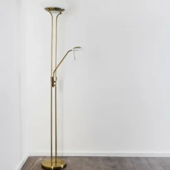 Luminaires Rustiques-hofstein Lampadaire à vasque Biot LED Vieux laiton, 2 lumières