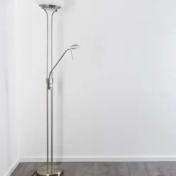 hofstein Lampadaire à vasque Biot LED Nickel mat, 2 lumières