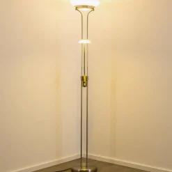 hofstein Lampadaire à vasque Biot LED Nickel mat, 2 lumières