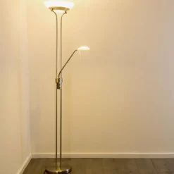 hofstein Lampadaire à vasque Biot LED Nickel mat, 2 lumières