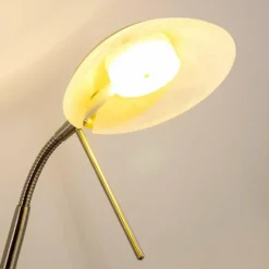 hofstein Lampadaire à vasque Biot LED Nickel mat, 2 lumières