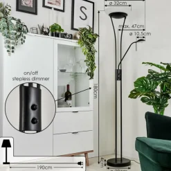 hofstein Lampadaire à vasque Chanlus LED Noir, 1 lumière