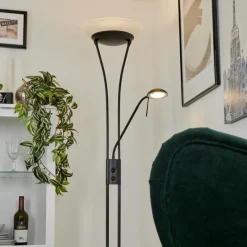 hofstein Lampadaire à vasque Chanlus LED Noir, 1 lumière