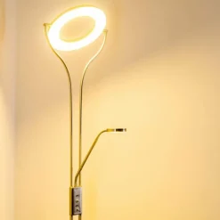 hofstein Lampadaire à vasque Donna LED Nickel mat, 1 lumière