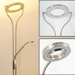 hofstein Lampadaire à vasque Donna LED Nickel mat, 1 lumière