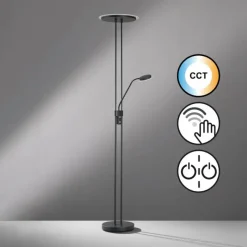 Luminaires Fischer & Honsel Lampadaire à vasque Fischer & Honsel Driva LED Noir, 1 lumière* Lampadaires Et Lampes Sur Pied