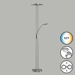 Luminaires Fischer & Honsel Lampadaire à vasque Fischer & Honsel Driva LED Nickel mat, 1 lumière* Lampadaires Et Lampes Sur Pied