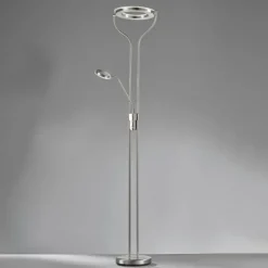 Luminaires Fischer & Honsel Lampadaire à vasque Fischer & Honsel Davos LED Nickel mat, 1 lumière* Lampadaires Et Lampes Sur Pied