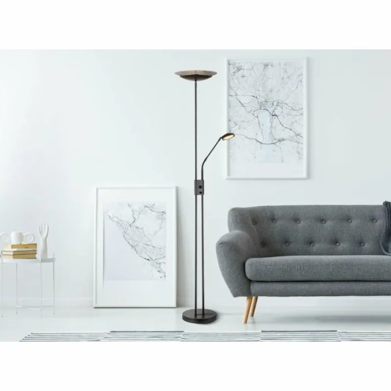 Suspension Verre Fumé-Luminaires Globo Lighting Lampadaire à vasque Globo GANINA LED Noir, 2 lumières