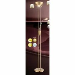 Luminaires Rustiques-Luminaires Globo Lighting Lampadaire à vasque Globo LEONAS LED Laiton, 2 lumières