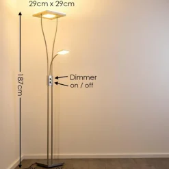 hofstein Lampadaire à vasque KIMBA LED Nickel mat, 3 lumières* Éclairage Led