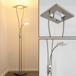 hofstein Lampadaire à vasque KIMBA LED Nickel mat, 3 lumières* Éclairage Led